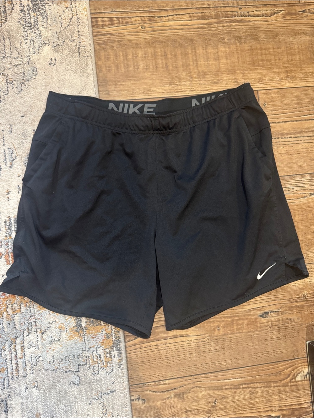 Nike Black Men’s Athletic Shorts with White Swoosh